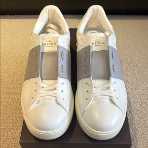 Valentino Garavani Men's White and Gray Sneakers Size 43